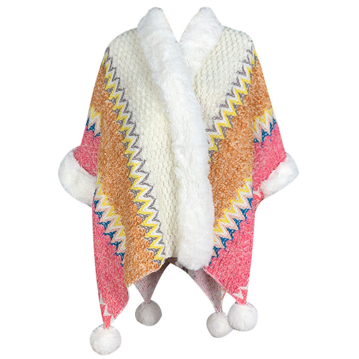 Mantón de rayas multicolor tibetano con Buddha Stones , bufanda de viaje acogedora para invierno - Beige Naranja Rosa - image 9