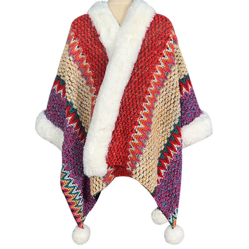 Mantón de rayas multicolor tibetano con Buddha Stones , bufanda de viaje acogedora para invierno - Rojo Beige Rosa Rojo - image 39