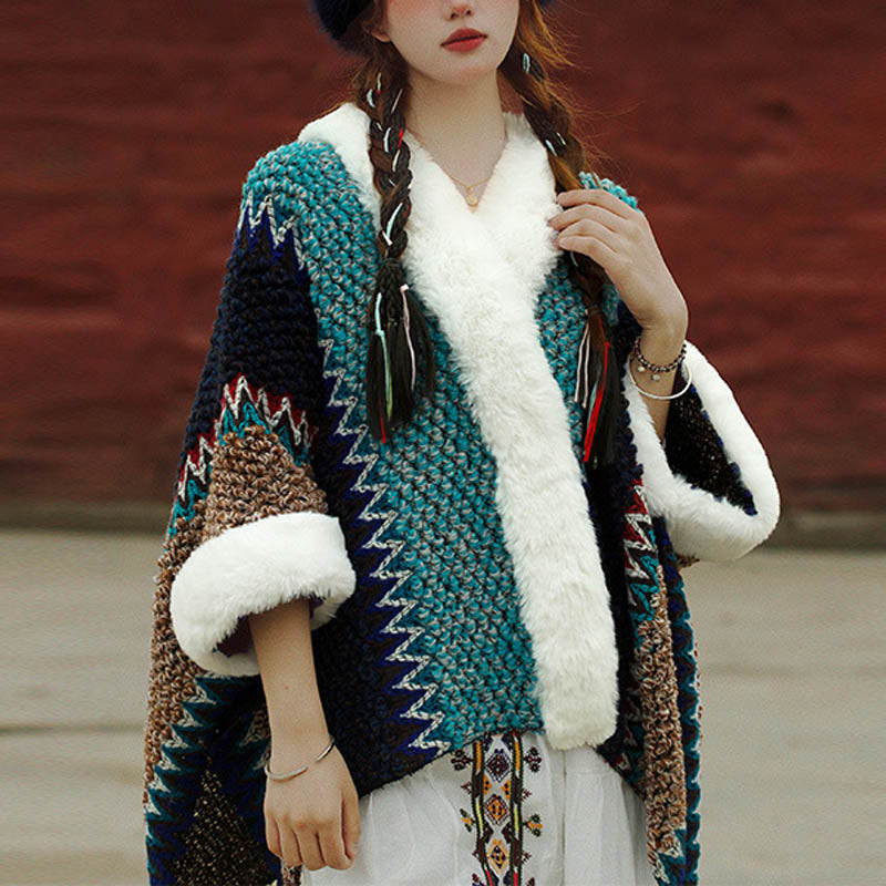 Mantón de rayas multicolor tibetano con Buddha Stones , bufanda de viaje acogedora para invierno - Azul cielo, azul oscuro, marrón - image 26