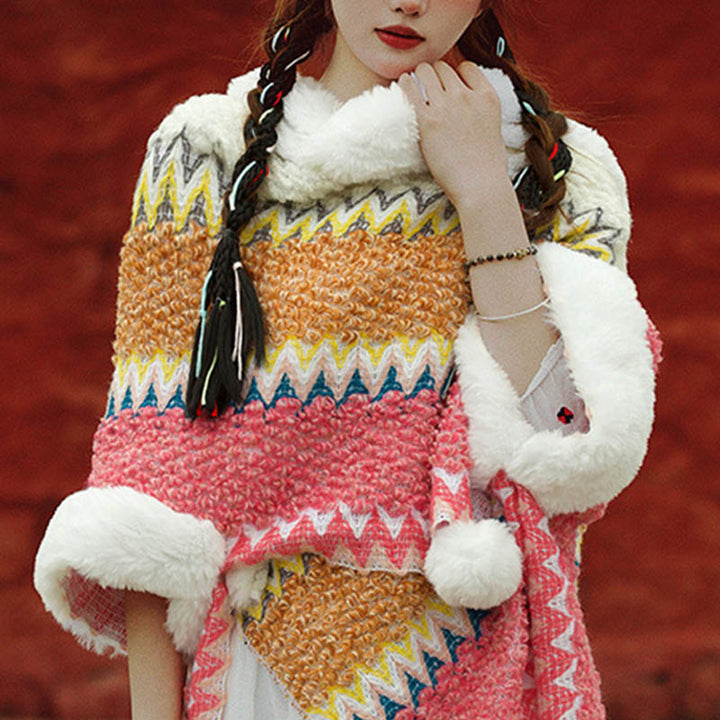 Mantón de rayas multicolor tibetano con Buddha Stones , bufanda de viaje acogedora para invierno - image 15