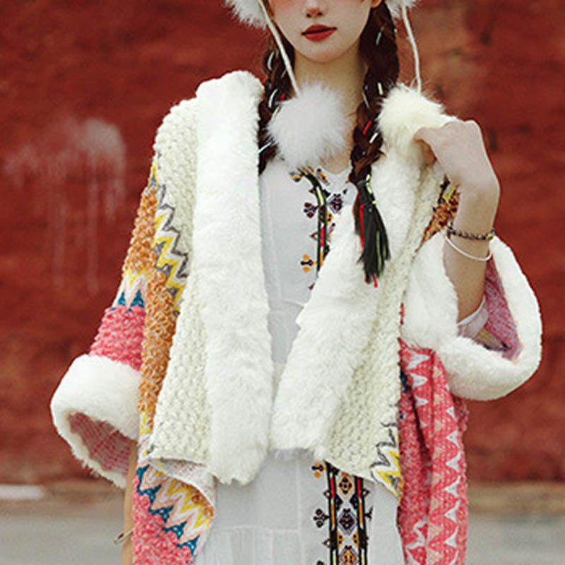 Mantón de rayas multicolor tibetano con Buddha Stones , bufanda de viaje acogedora para invierno - image 12