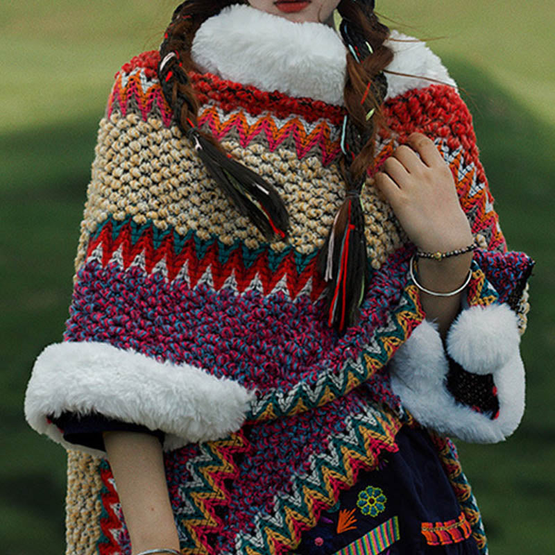 Mantón de rayas multicolor tibetano con Buddha Stones , bufanda de viaje acogedora para invierno - image 41