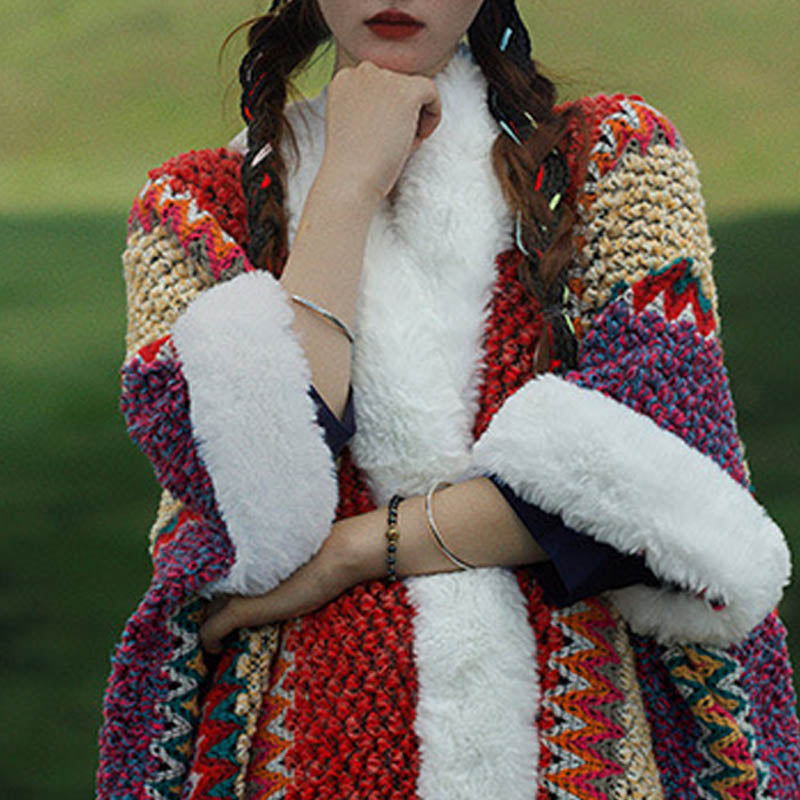 Mantón de rayas multicolor tibetano con Buddha Stones , bufanda de viaje acogedora para invierno - image 43