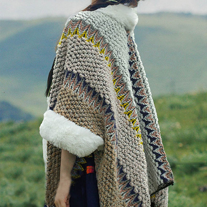 Mantón de rayas multicolor tibetano con Buddha Stones , bufanda de viaje acogedora para invierno - image 59