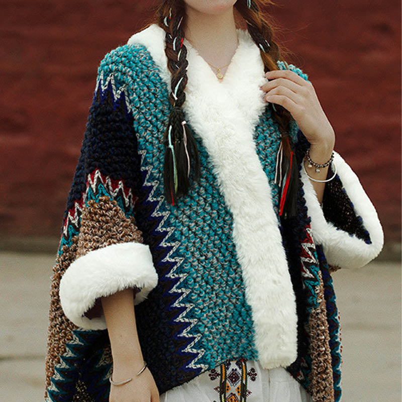 Mantón de rayas multicolor tibetano con Buddha Stones , bufanda de viaje acogedora para invierno - image 30