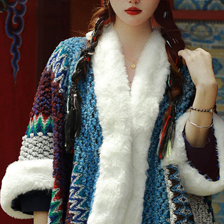 Mantón de rayas multicolor tibetano con Buddha Stones , bufanda de viaje acogedora para invierno - image 35