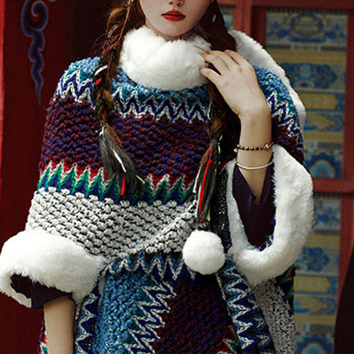 Mantón de rayas multicolor tibetano con Buddha Stones , bufanda de viaje acogedora para invierno - image 38