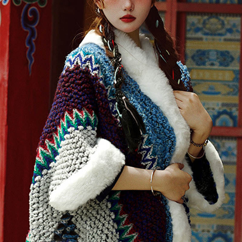 Mantón de rayas multicolor tibetano con Buddha Stones , bufanda de viaje acogedora para invierno - image 36