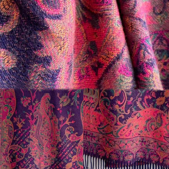 Bufanda de viaje acogedora con borlas y ramas de flores tibetanas de Buddha Stones - image 14