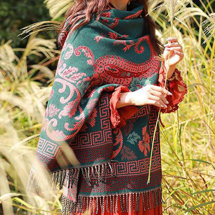 Bufanda de viaje acogedora con diseño de hojas de flores tibetanas de Buddha Stones - image 3