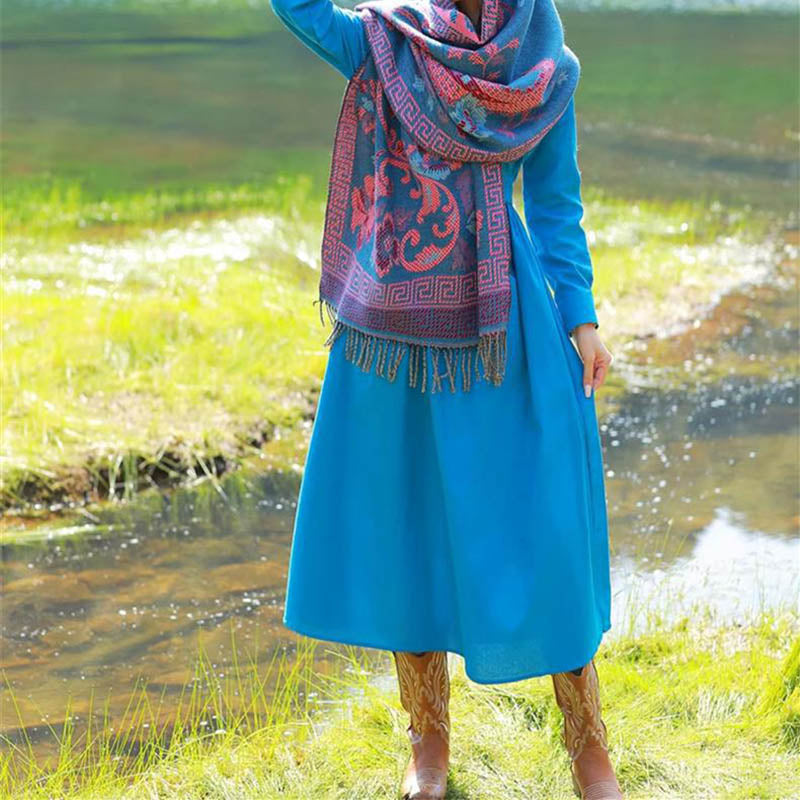 Bufanda de viaje acogedora con diseño de hojas de flores tibetanas de Buddha Stones - image 16
