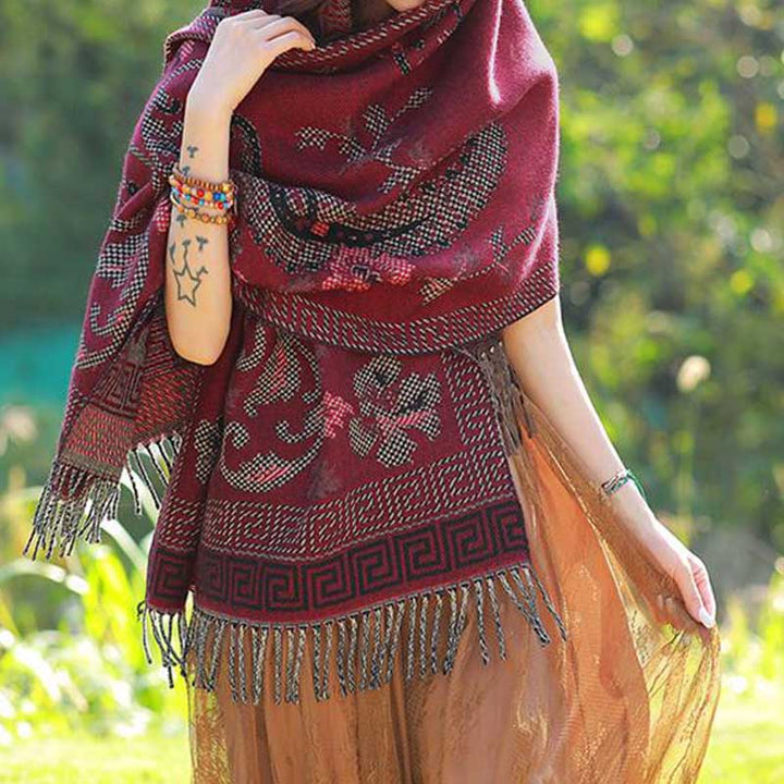 Bufanda de viaje acogedora con diseño de hojas de flores tibetanas de Buddha Stones - image 24