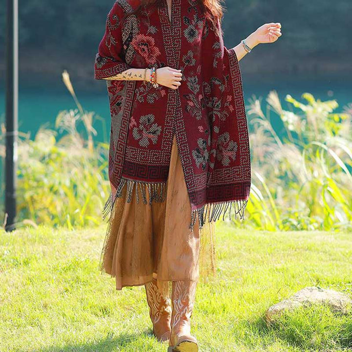 Bufanda de viaje acogedora con diseño de hojas de flores tibetanas de Buddha Stones - image 25