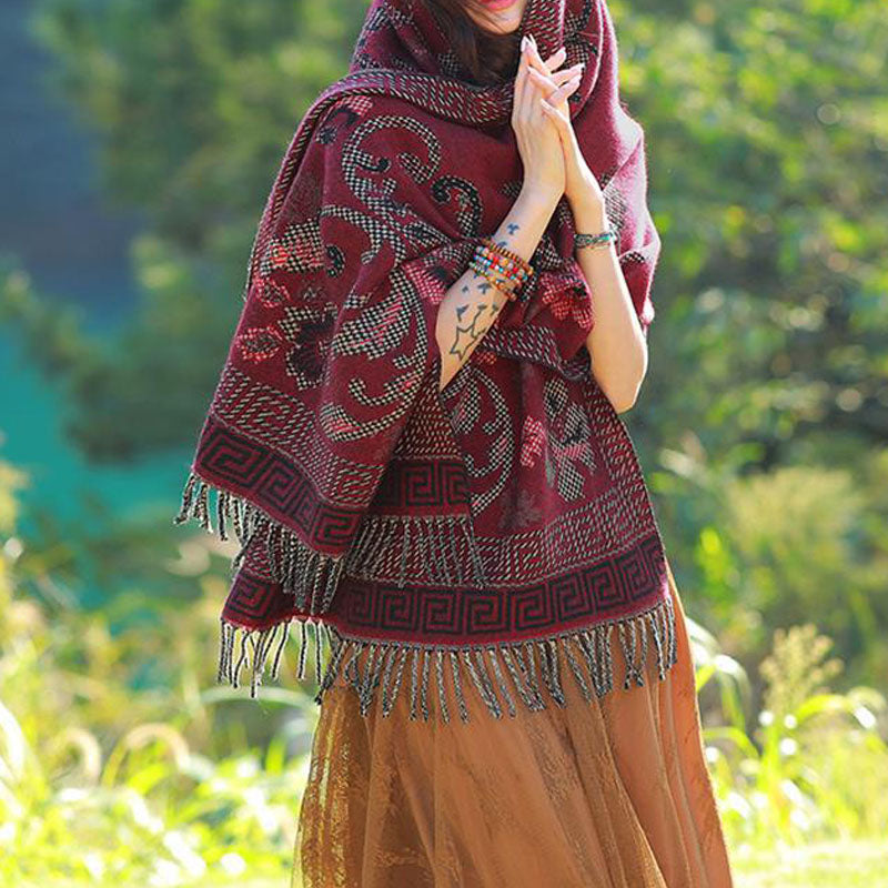 Bufanda de viaje acogedora con diseño de hojas de flores tibetanas de Buddha Stones - image 23