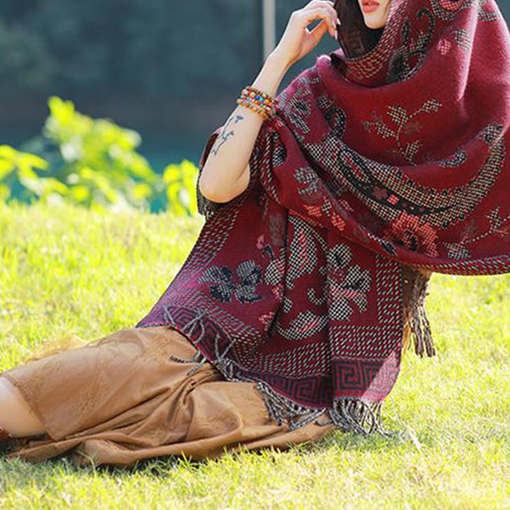 Bufanda de viaje acogedora con diseño de hojas de flores tibetanas de Buddha Stones - image 29