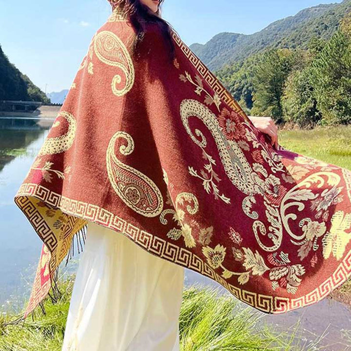 Bufanda de viaje acogedora con diseño de hojas de flores tibetanas de Buddha Stones - image 32