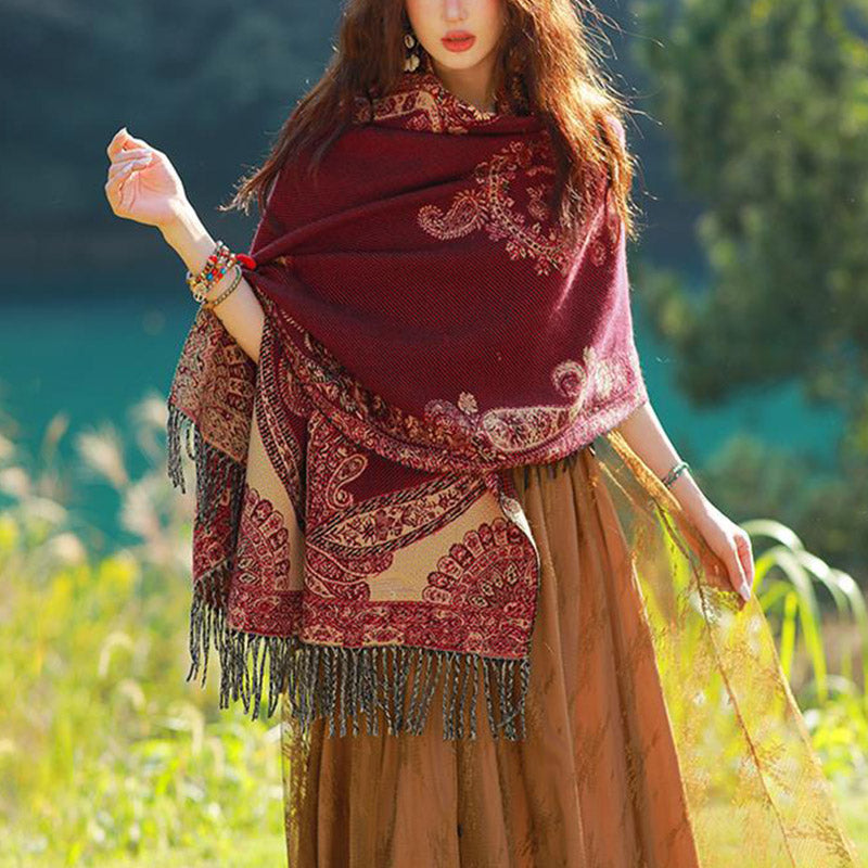 Bufanda de viaje acogedora con diseño de hojas de vid tibetanas de Buddha Stones - image 11