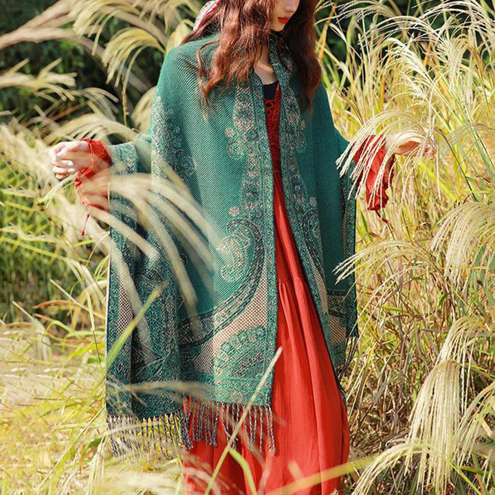 Bufanda de viaje acogedora con diseño de hojas de vid tibetanas de Buddha Stones - image 37