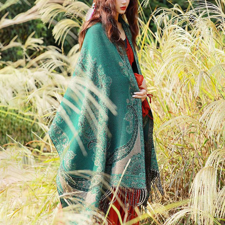 Bufanda de viaje acogedora con diseño de hojas de vid tibetanas de Buddha Stones - image 34