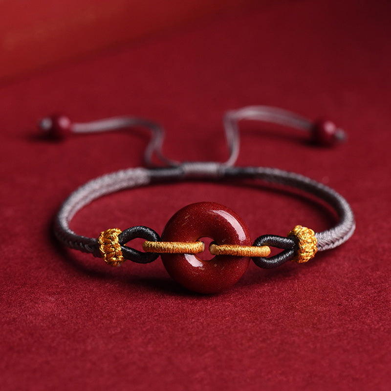 Pulsera Trenzada del Patrón de Cierre de Paz de Cinabrio Hecho a Mano Buddha Stones