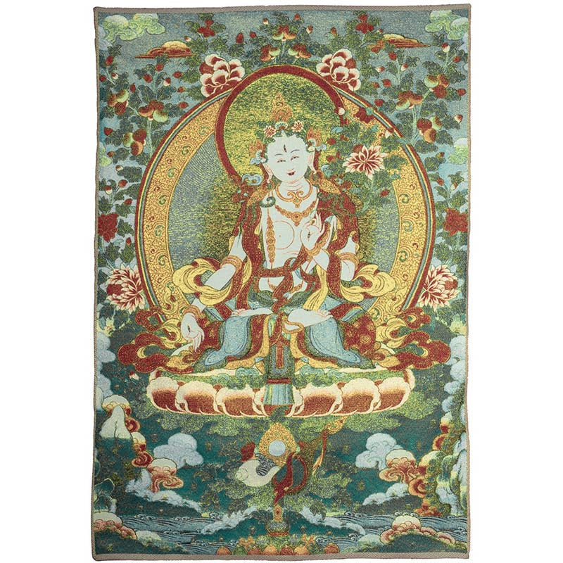 Tapiz de Thangka de Tara Blanca con bordado tibetano de Buddha Stones, arte de pared para colgar en la pared, meditación para decoración del hogar - image 10