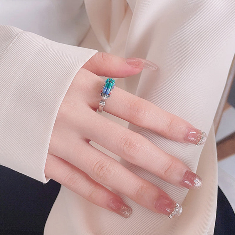 Anillo de metal ajustable con protección de la suerte del Año del Dragón de plata de ley 925 con Buddha Stones - image 6