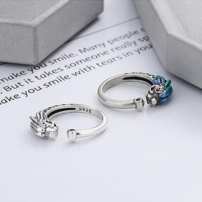 Anillo de metal ajustable con protección de la suerte del Año del Dragón de plata de ley 925 con Buddha Stones - image 8