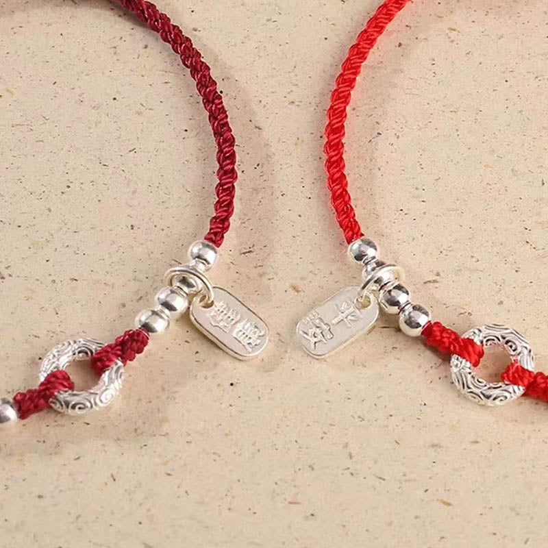 Tobillera con pulsera de sonido y seguridad con hebilla de paz y nubes propicias de Plata de Ley 925 con Buddha Stones - image 3