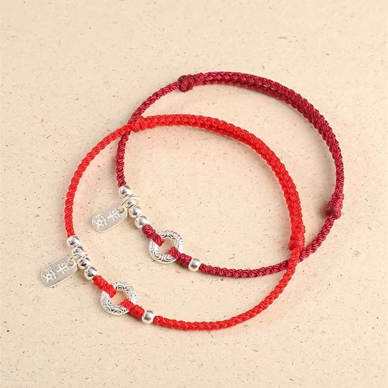 Tobillera con pulsera de sonido y seguridad con hebilla de paz y nubes propicias de Plata de Ley 925 con Buddha Stones - image 1