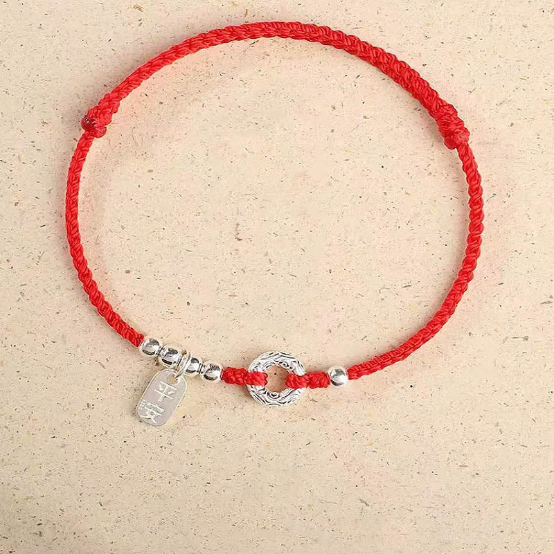 Tobillera con pulsera de sonido y seguridad con hebilla de paz y nubes propicias de Plata de Ley 925 con Buddha Stones - image 14