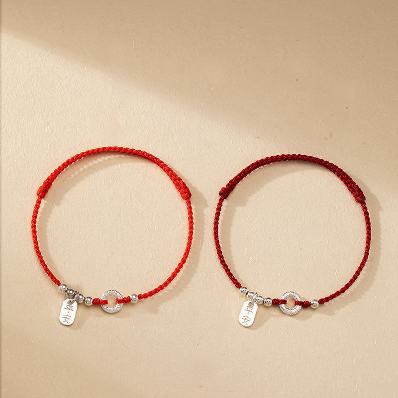 Tobillera con pulsera de sonido y seguridad con hebilla de paz y nubes propicias de Plata de Ley 925 con Buddha Stones - image 17