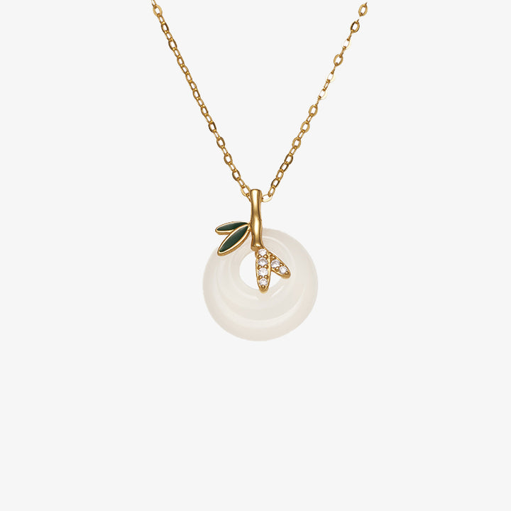 Colgante positivo del collar de la hebilla de la paz de la hoja de bambú de la calcedonia natural de la plata esterlina de las Buddha Stones - image 4