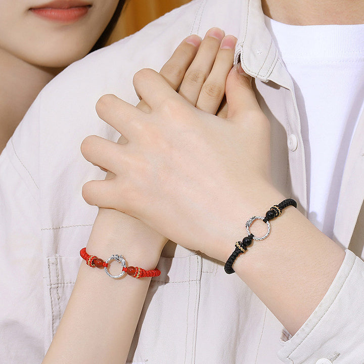 Pulsera de plata de ley 925 hecha a mano con Buddha Stones , año del dragón, Fénix, hebilla de la paz, pulsera para pareja de la suerte - image 11