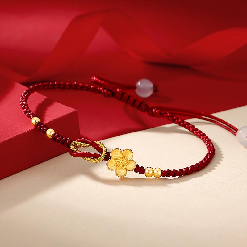 Pulsera de la suerte de calcedonia Sakura con flores de cerezo de plata de ley 925 hecha a mano con Buddha Stones - image 2