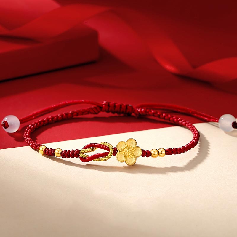 Pulsera de la suerte de calcedonia Sakura con flores de cerezo de plata de ley 925 hecha a mano con Buddha Stones - 14-21 cm - image 0