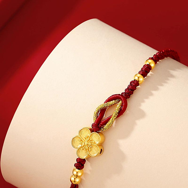 Pulsera de la suerte de calcedonia Sakura con flores de cerezo de plata de ley 925 hecha a mano con Buddha Stones - image 9