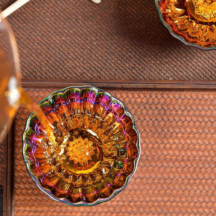 Taza de té de cerámica china Jianzhan multicolor con incrustaciones de pavo real y Buddha Stones, taza de té de kung fu