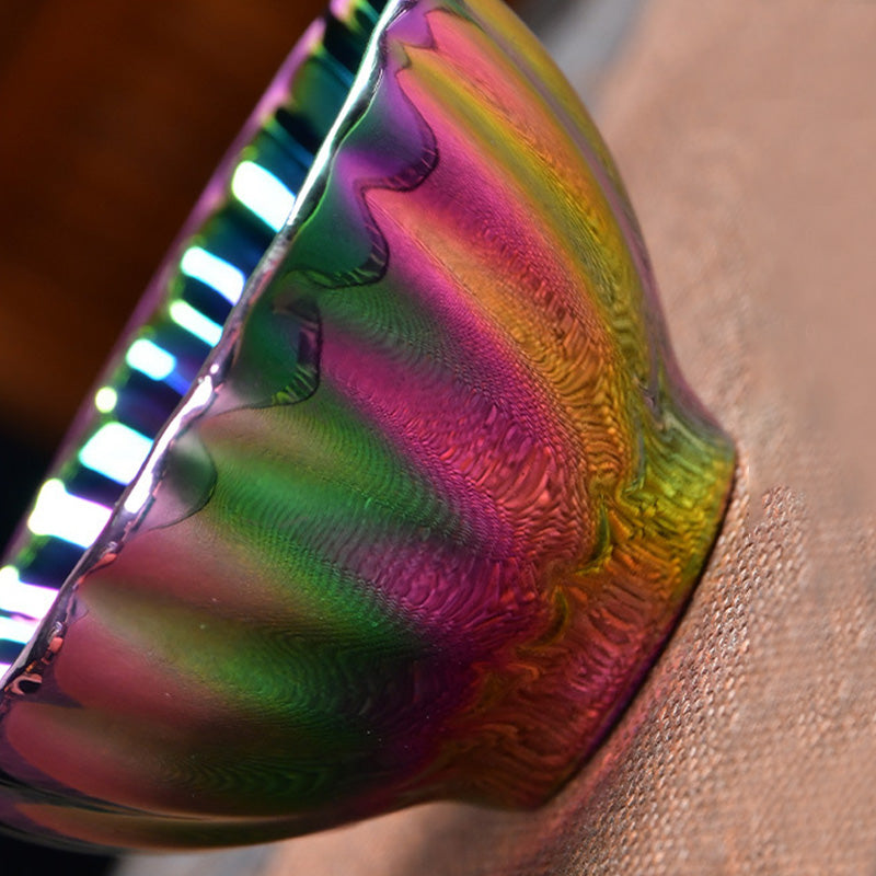 Taza de té de cerámica china Jianzhan multicolor con incrustaciones de pavo real y Buddha Stones, taza de té de kung fu