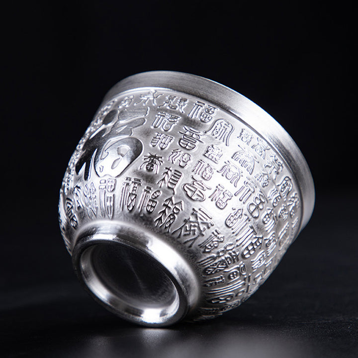 Buddha Stones, personaje de Fu, dragón, fénix, caballo, pez koi, taza de té de kung fu