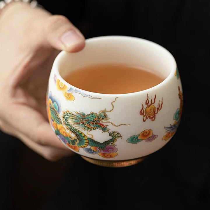 Taza de té de cerámica con nubes propicias, dragón, Fénix, Buddha Stones, taza de té de Kung Fu - image 2
