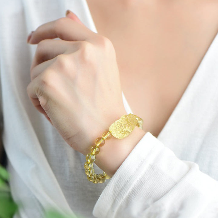 Pulsera de riqueza de Buddha Stones FengShui Citrino PiXiu - image 6