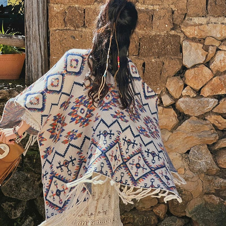 Buddha Stones , patrón geométrico a rayas, bufanda de punto de viaje acogedora para invierno - image 5