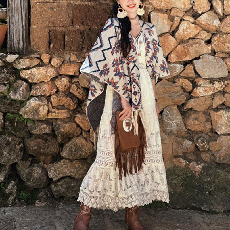 Buddha Stones , patrón geométrico a rayas, bufanda de punto de viaje acogedora para invierno - image 6