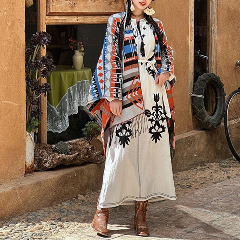 Buddha Stones chal tibetano patrón geométrico a rayas invierno acogedor viaje borla bufanda abrigo - image 5