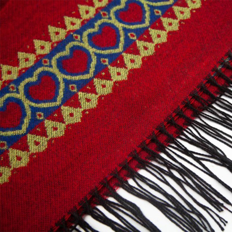 Mantón tibetano de Buddha Stones , capa con capucha y borla de corazón de amor rojo, bufanda de viaje acogedora para invierno - image 20