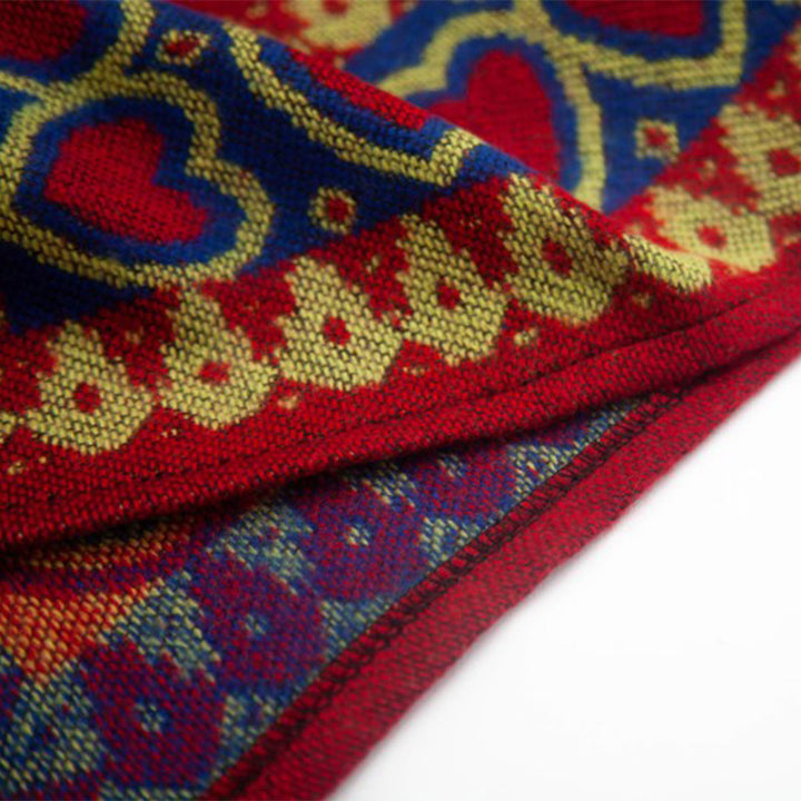 Mantón tibetano de Buddha Stones , capa con capucha y borla de corazón de amor rojo, bufanda de viaje acogedora para invierno - image 21