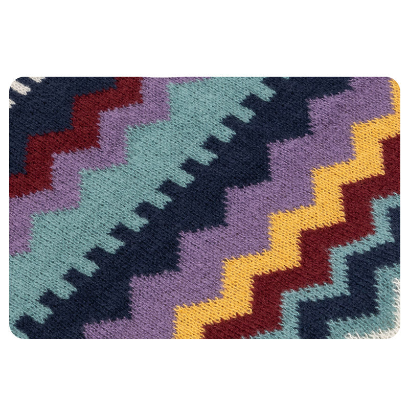 Mantón tibetano de Buddha Stones, bufanda de viaje acogedora de invierno con borlas de línea ondulada a rayas coloridas - image 12