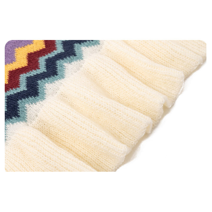 Mantón tibetano de Buddha Stones, bufanda de viaje acogedora de invierno con borlas de línea ondulada a rayas coloridas - image 13