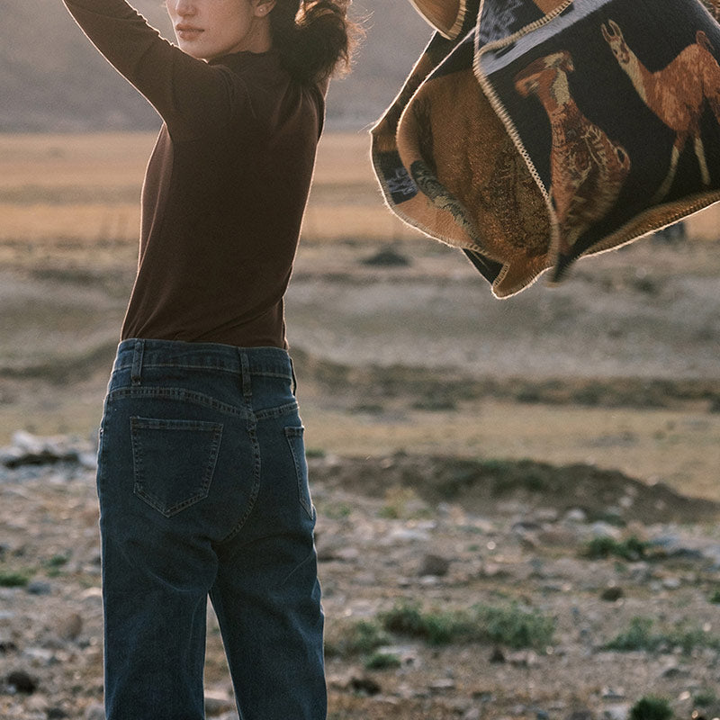 Buddha Stones chal tibetano ciervo jarrón formas geométricas invierno acogedor viaje bufanda abrigo - image 14