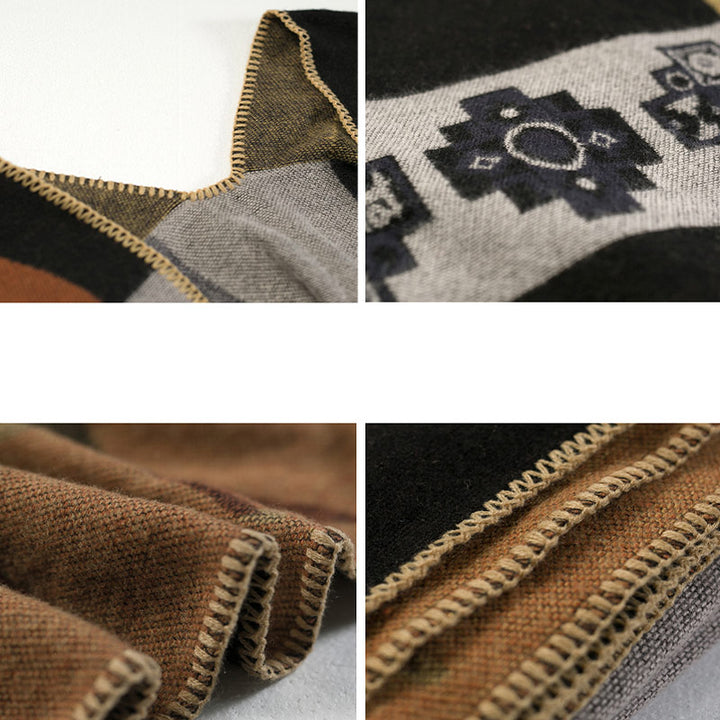 Buddha Stones chal tibetano ciervo jarrón formas geométricas invierno acogedor viaje bufanda abrigo - image 6